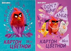 Karton \ Картон цветной 16 цветов 16 листов  папка А4 Angry Birds