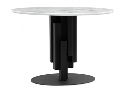 Стол стеклянный Woodville Калипсо 110 белый мрамор, черный, ножки черные