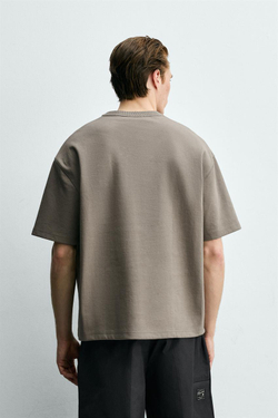 ZARA ТОЛСТОВКА СВОБОДНОГО КРОЯ С КОРОТКИМИ РУКАВАМИ, СЕРОВАТО-КОРИЧНЕВЫЙ