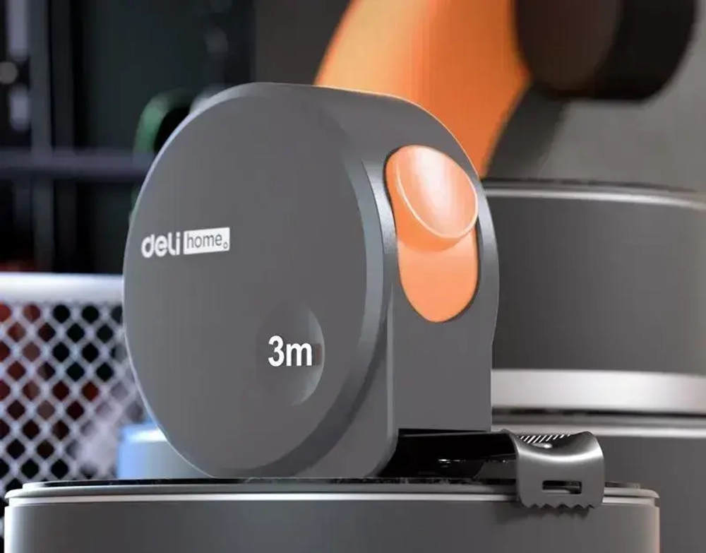 Рулетка "Home Series Gray" Deli HT8316C 3мх16мм (эксклюзивный дизайн, корпус из софттач пластика, противоскользящая резиновая вставка, подарочная упаковка)