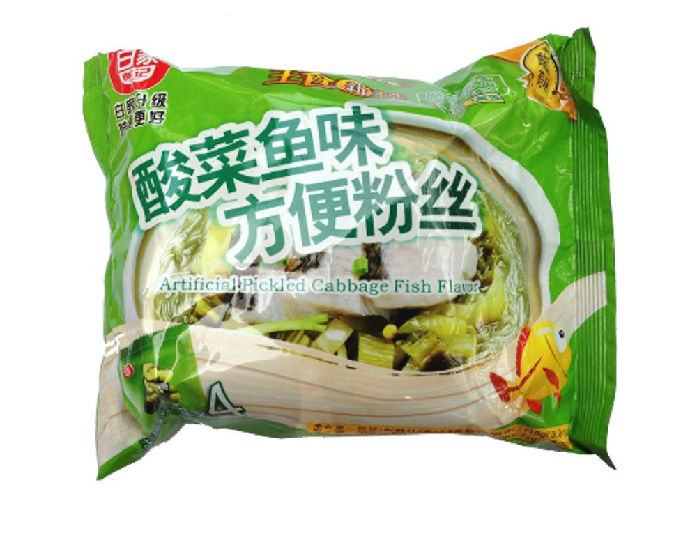 Лапша рисовая со вкусом квашеной капусты и рыбы  Chenji пакет 110г