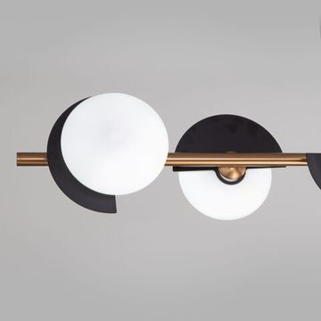 Умный подвесной светильник со стеклянными плафонами 6*G9 70149/6 чёрный/латунь Moity Eurosvet