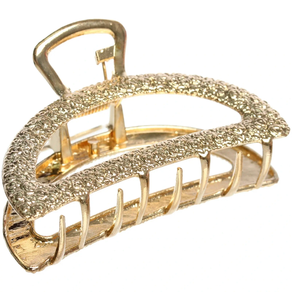 Заколка-краб для волос «AKS - DesignPRO», трапеция, цвет золото и хром, 6.7*2.8см