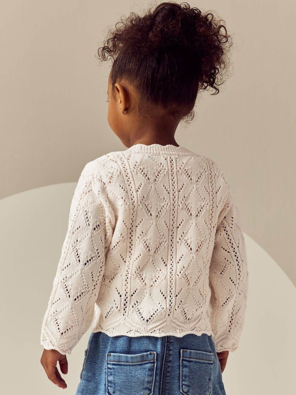 Кардиган вязаный для девочки Next E25-148, Кремовый