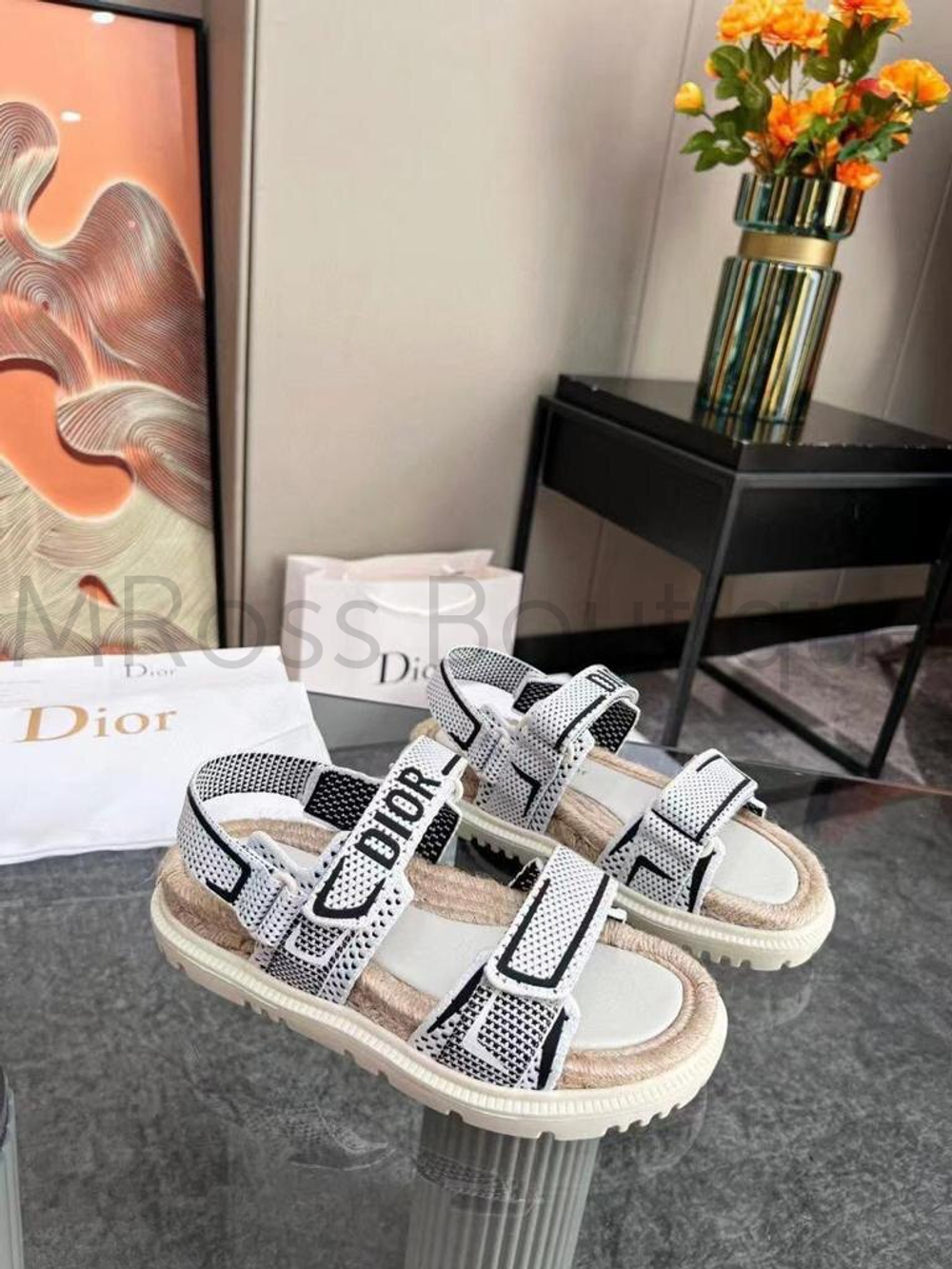 Сандалии Dior Pre-Owned текстильные белого цвета