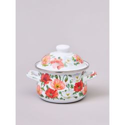 КАСТРЮЛЯ AGNESS ЭМАЛИРОВАННАЯ С ЭМАЛ.КРЫШКОЙ СЕРИЯ "МАКИ", 1.5 Л, 16*10 СМ