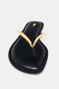 ZARA БОСОНОЖКИ С МЕТАЛЛИЧЕСКОЙ ДЕТАЛЬЮ, ЧЕРНЫЙ