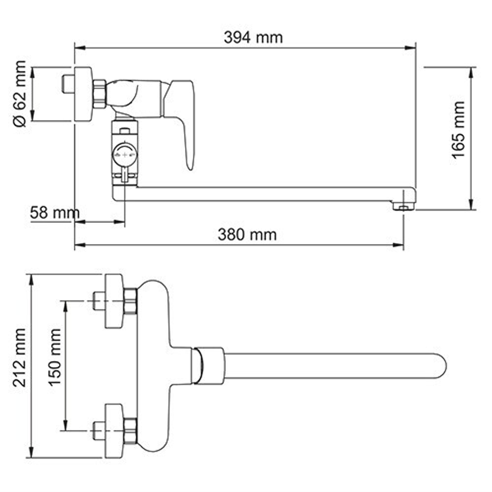 Vils 5602L Смеситель для ванны с длинным изливом