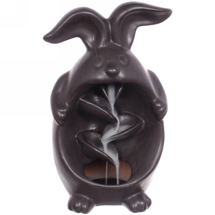Подставка под стелющиеся благовония Кролик на удачу цвет черный 20,5 x 9,5 x 19 см