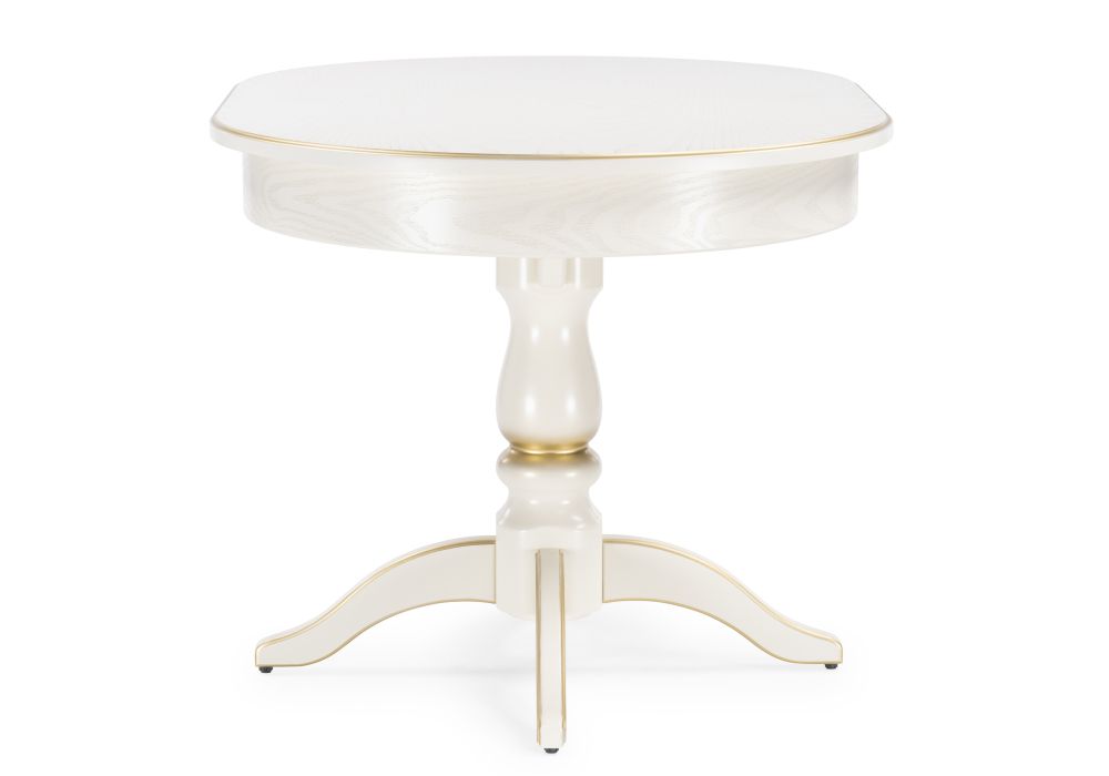 Деревянный стол Сайрус 120(160)х84х76 слоновая кость / золото