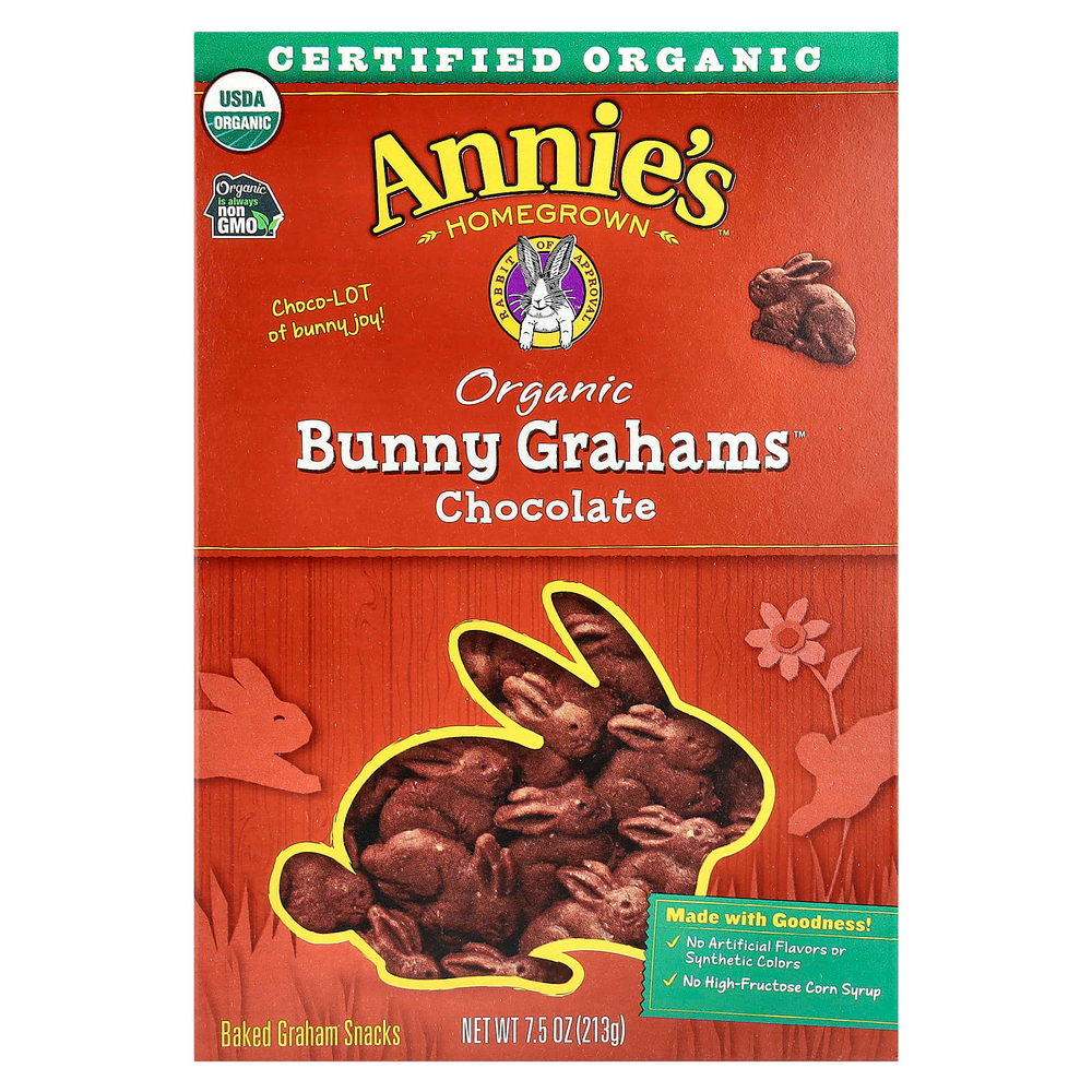 Annie's Homegrown, Organic Bunny Grahams ™, шоколад, 213 г (7,5 унции)