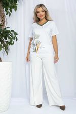 Блуза Лотус (бело-оранжевая) Б13160-20М LT Collection