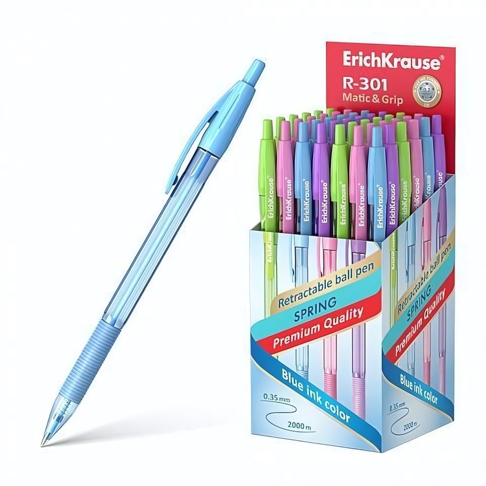 Ручка шариковая автомат. 0,7 синяя &quot;R-301 Spring Matic&amp;Grip&quot; (ErichKrause)