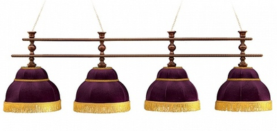 Лампа Барон-Люкс 4пл. ясень (№4,бархат зеленый,бахрома желтая,фурнитура золото)