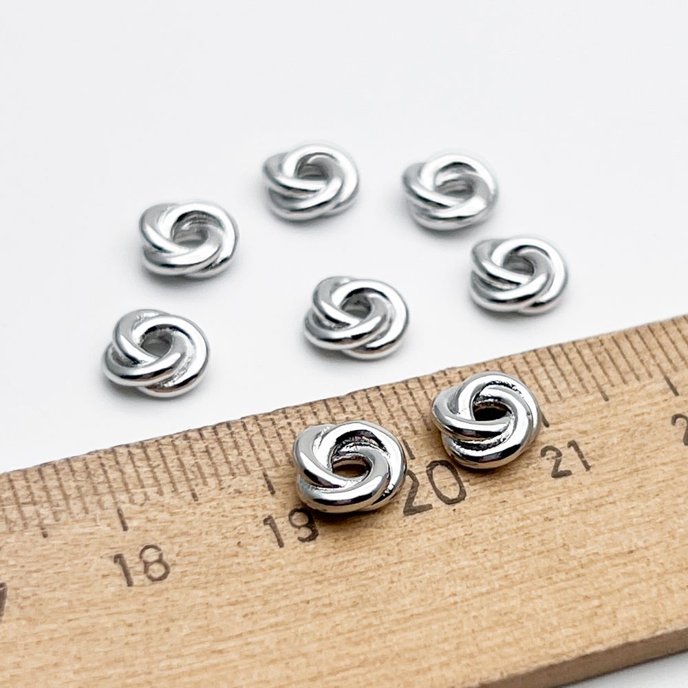 Бусина, цвет серебро (родий), размер 2,8*7,5 мм, цена за 1 шт