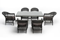 "Амароне" обеденная группа из искусственного ротанга на 6 персон, цвет графит