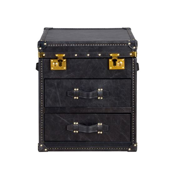 Черный кожаный столик-чемодан 7184