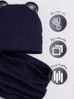 Шапка для мальчика осенняя с ушками и снуд