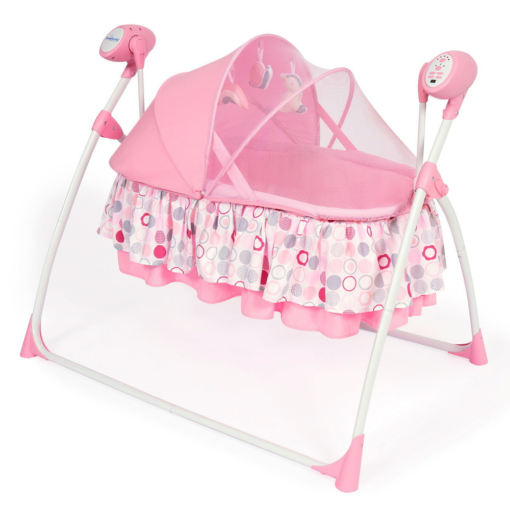 Колыбель Simplicity 3020 Auto с электронной системой укачивания Pink Circles