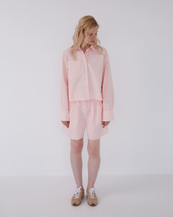 Рубашка укороченная из смесового хлопка розовый