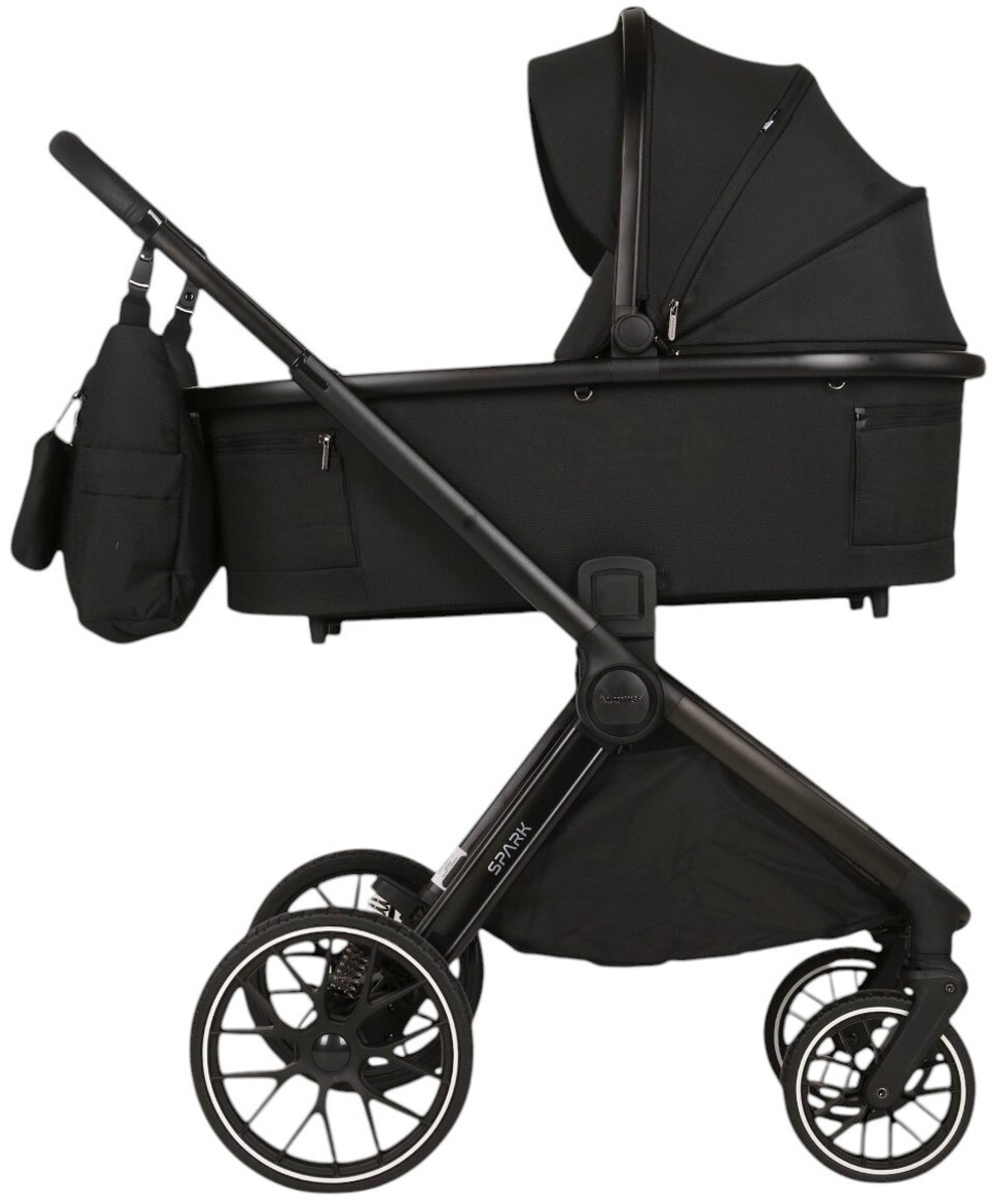 Детская коляска Adamex Spark 2 в 1 7-CARBON-VELVET - ЧЁРНЫЙ-ЧЁРНАЯ РАМА