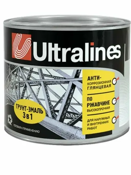 Грунт-эмаль (3в1) КОРИЧНЕВАЯ ULTRA LINES 1,8кг