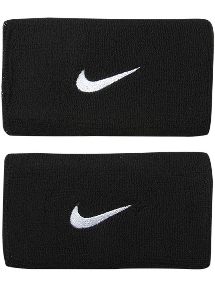 Напульсник теннисный Nike Swoosh Double-Wide Wristbands - black/white