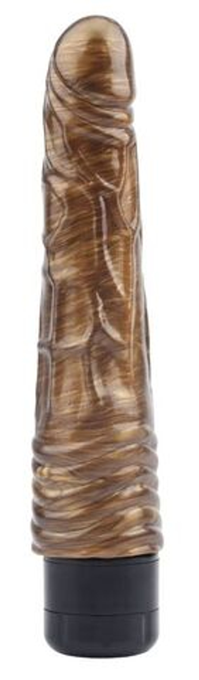 Золотистый вибратор-реалистик Suq Madiq - 22,3 см. (Цвет: золотистый)