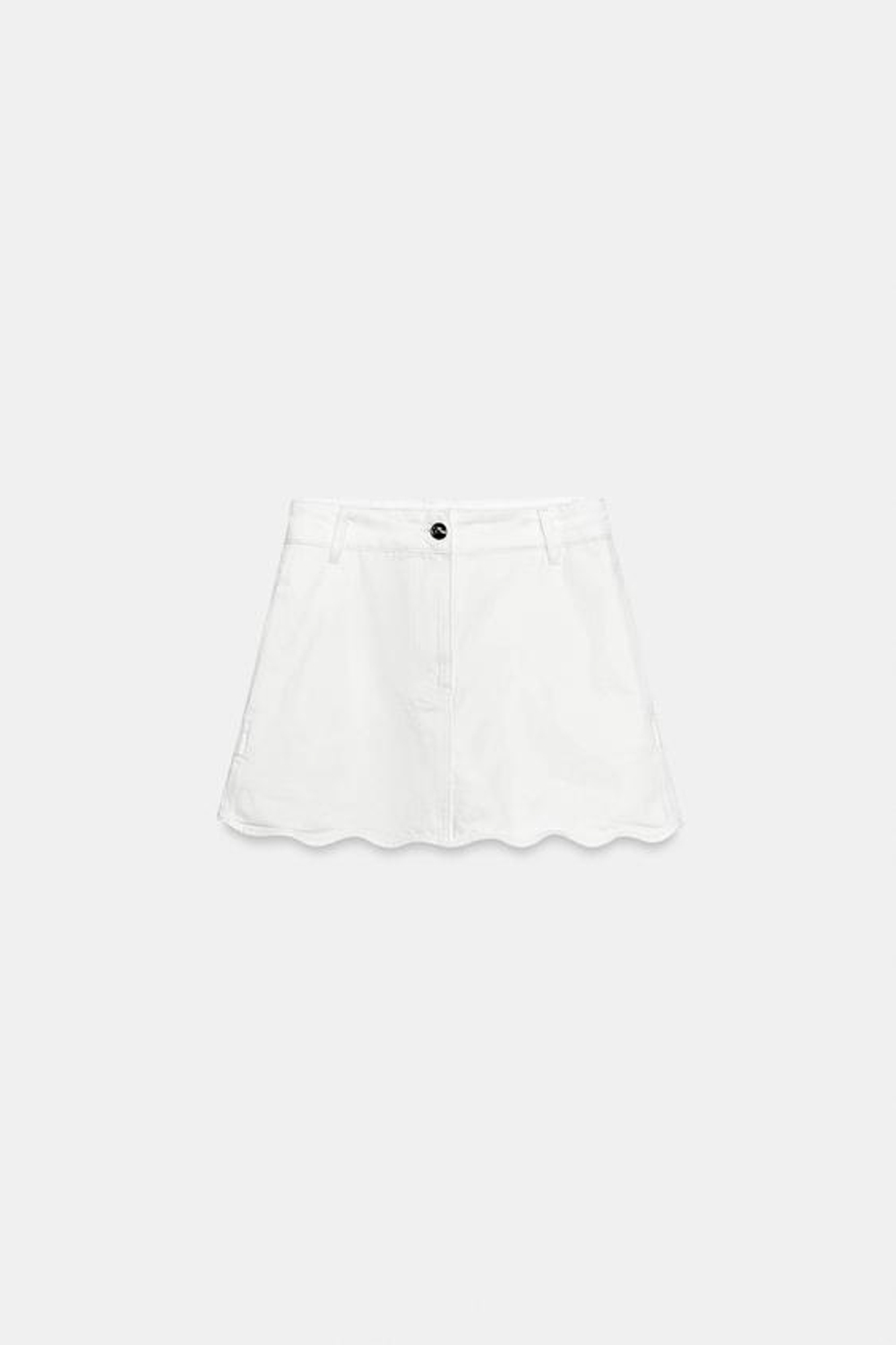 ZARA ЮБКА-ШОРТЫ Z1975 ИЗ ДЕНИМА С ВОЛНИСТЫМ КРАЕМ, БЕЛЫЙ
