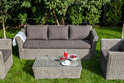 "Капучино" лаунж-зона из искусственного ротанга (гиацинт), цвет серый