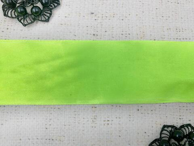 Лента атласная, ш. 5 см, салатовый неон