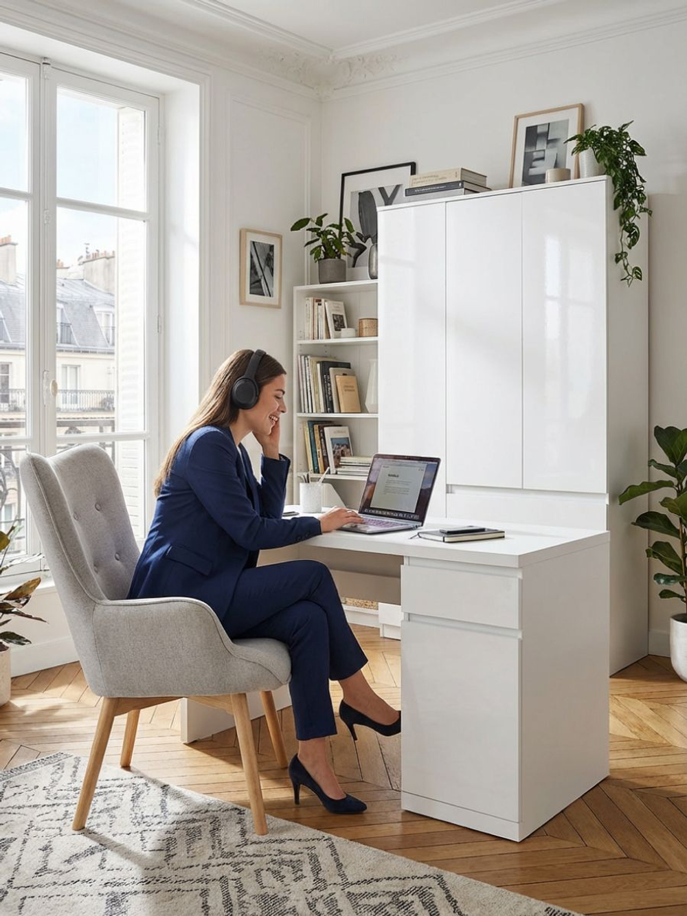 Шкаф 120х50х220, Марм, распашной для одежды, 3 двери 3 ящика, со штангой и полками, в прихожую, белый, Dipriz