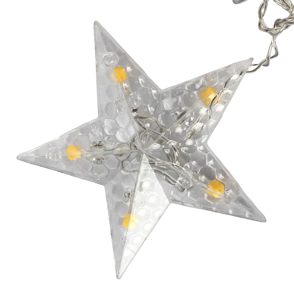 Гирлянда бахрома "Рождество" ш2,5м* в0,45/0,65м,96ламп LED, прозр.пров, 8реж, IP-20,Тепл.бел. (Серпа