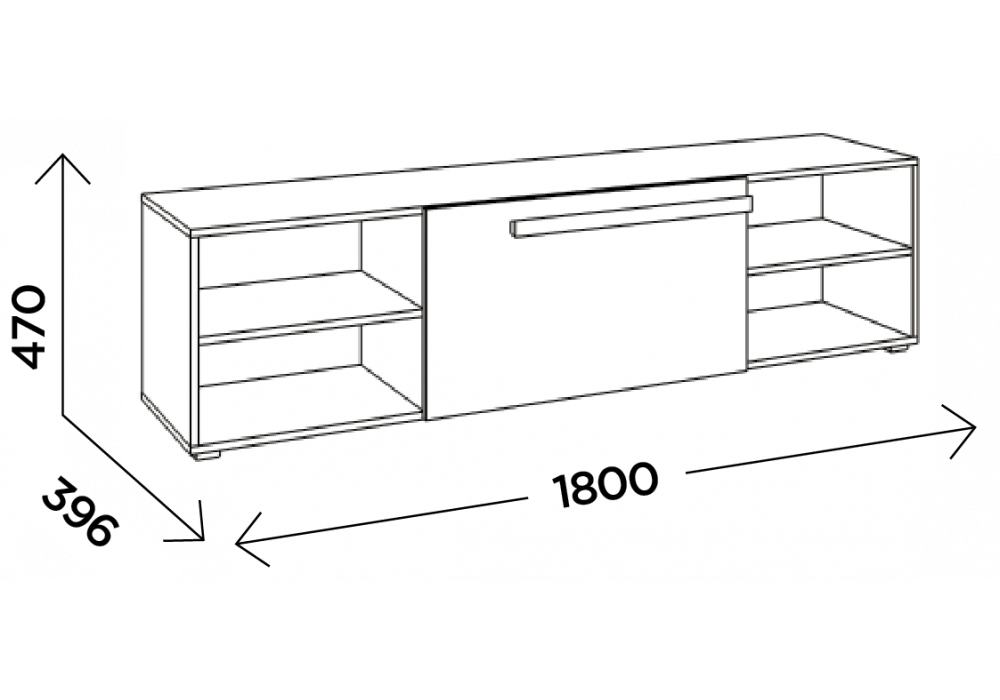 ТВ-тумба Чернин 1800 дуб вотан / графит