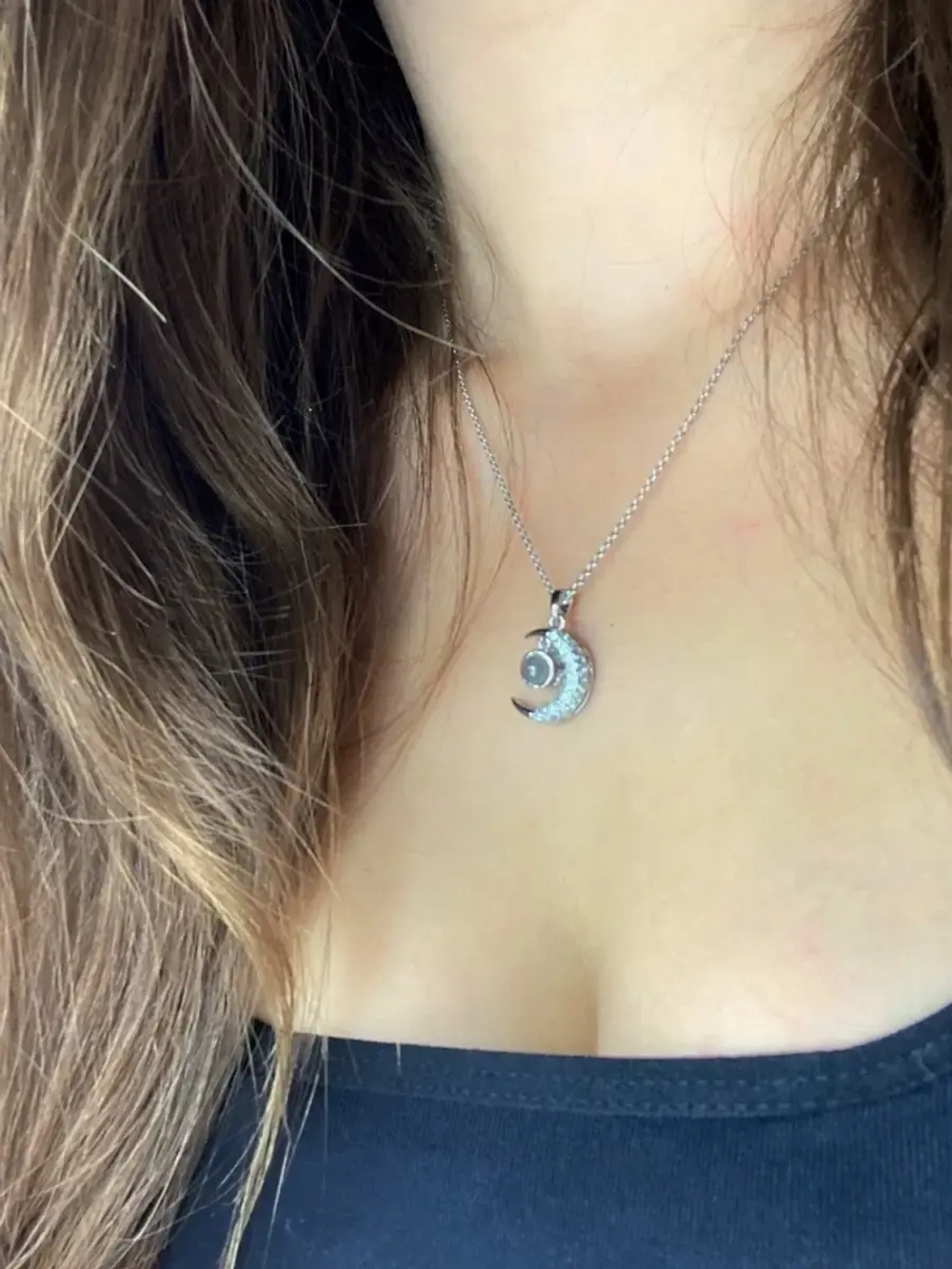 Колье с кулоном Луна Полумесяц и проекцией Я тебя люблю