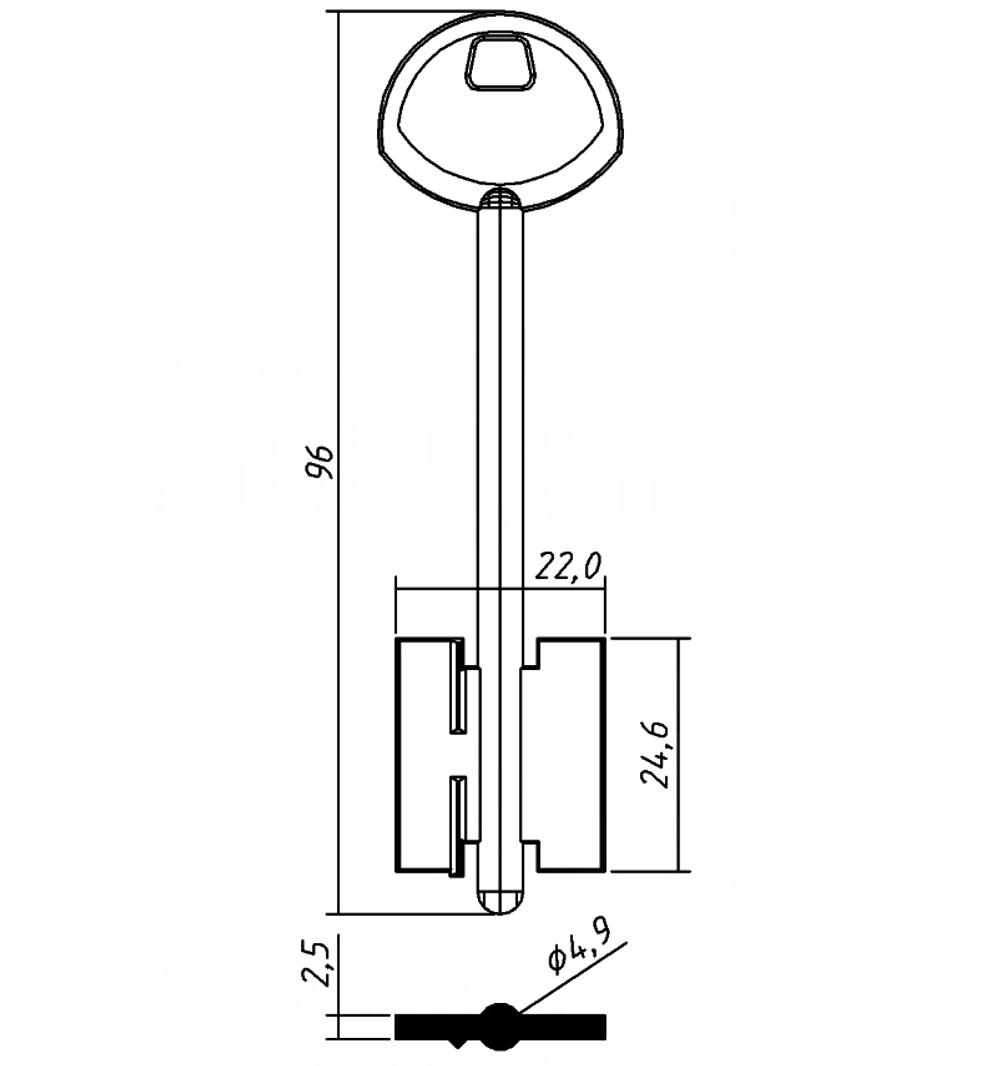 Заготовка сувальдного ключа 13029 GRD7D