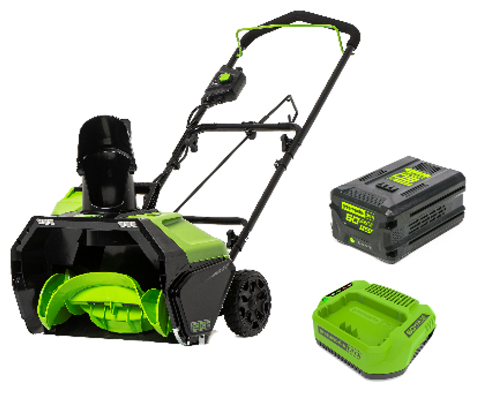 Снегоуборщик аккумуляторный Greenworks Арт. 2602907UB, 60V, 51 см, бесщеточный, c 1хАКБ 4АЧ и ЗУ