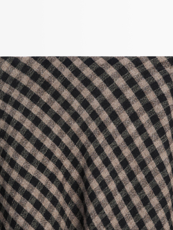 Massimo Dutti Расклешенная юбка с клетчатым принтом, черный