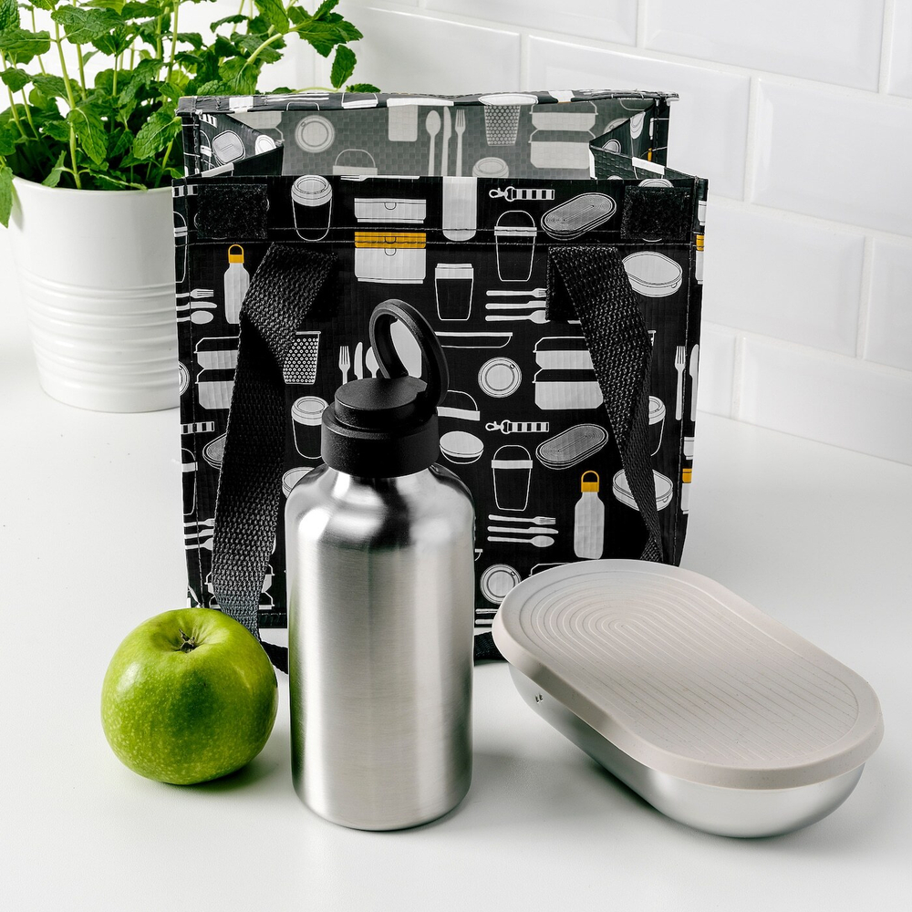 IKEA ENKELSPÅRIG  (ИКЕА ЕНКЕЛСПÅРИГ)  -  Бутылка для воды, нержавеющая сталь/черный, 0,7 л