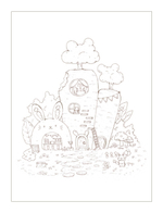 Fairytale Village Watercolor. Coloring Book