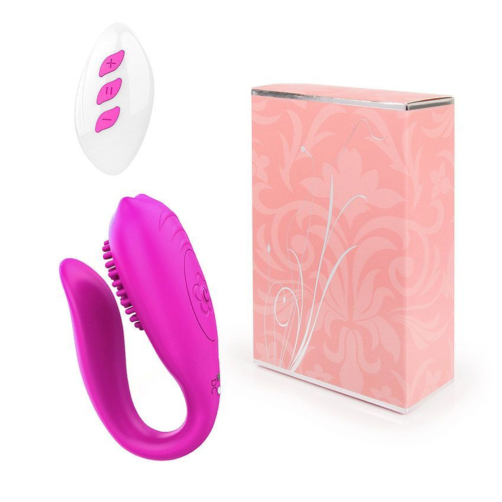 Ярко-розовый изогнутый вибромассажер с шипиками (Цвет: ярко-розовый)