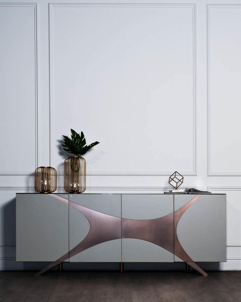 Ваза декоративная 35х21х21см Garda Decor золотая для свечей и цветов