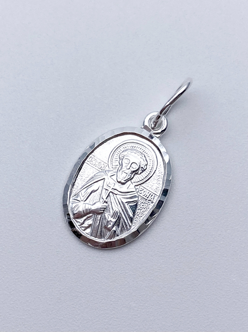 Образок из серебра/Без покрытия/С подвижным ухом/Леонид