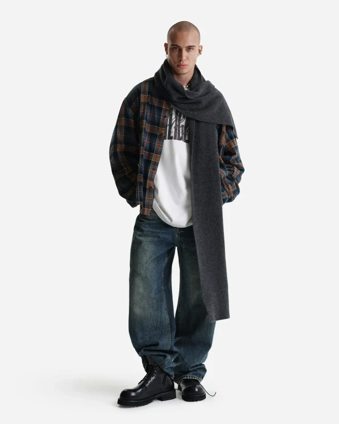 Шарф из шерсти мериноса серый