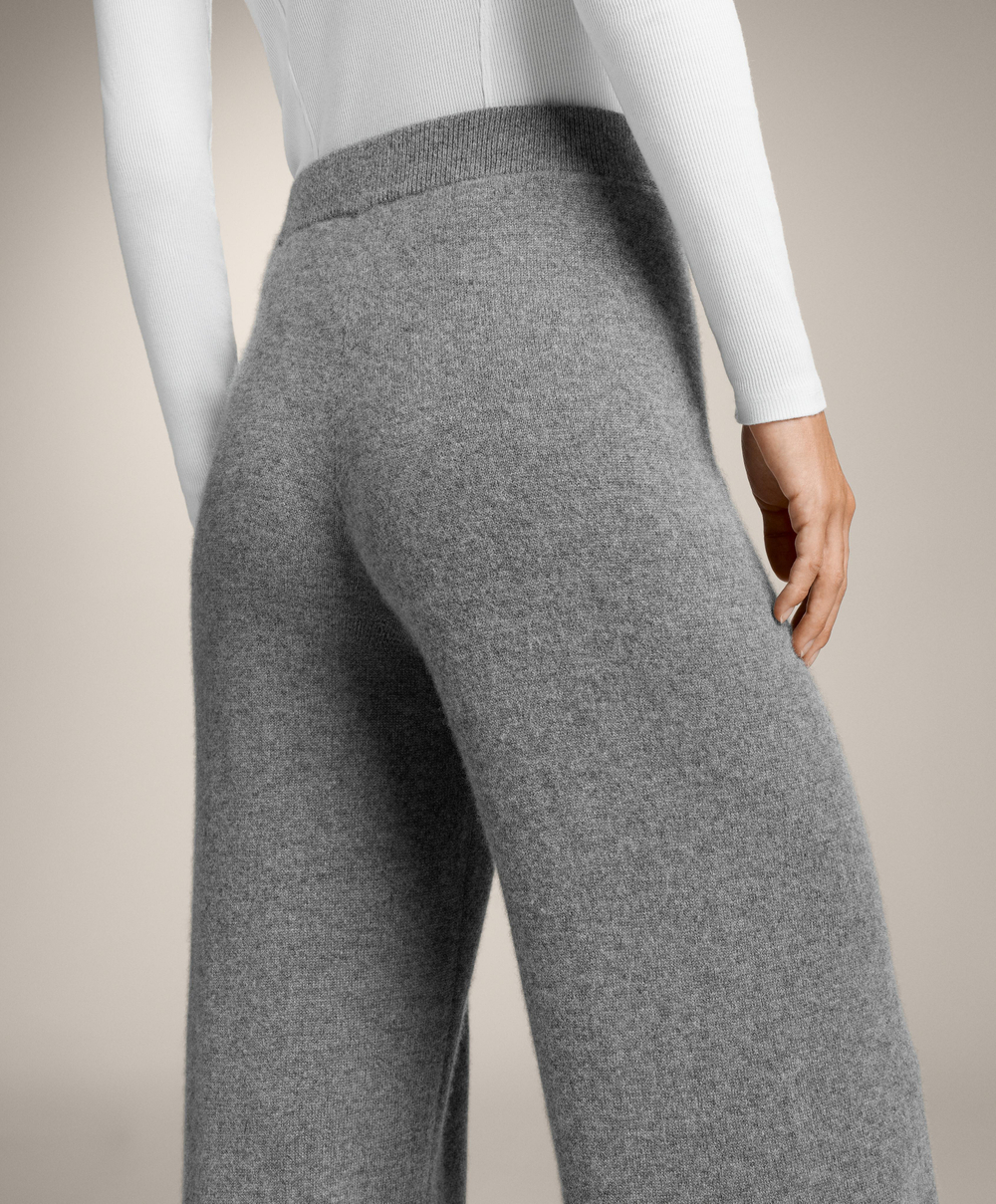 OYSHO Брюки прямого кроя из 100% кашемира, серый меланж