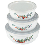 Набор из 3 контейнеров эмалированных с крышками «CLASSICA» (800/1100/1600мл) дизайны в ассортименте