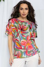 Блуза Маргоша (зелено-розовая) Б13153-16М LT Collection