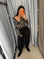 Рубашка в клетку коричневая