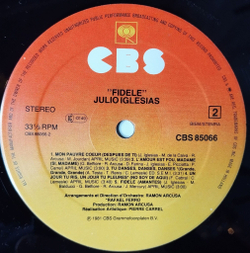 Винтажная виниловая пластинка LP Julio Iglesias Fidele (Holland 1981)