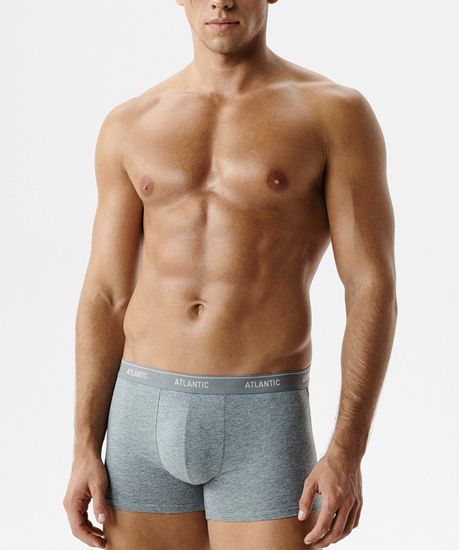 Трусы мужские боксеры (2шт), Atlantic 2RMH-011, хлопок, серый меланж + темно-голубой
